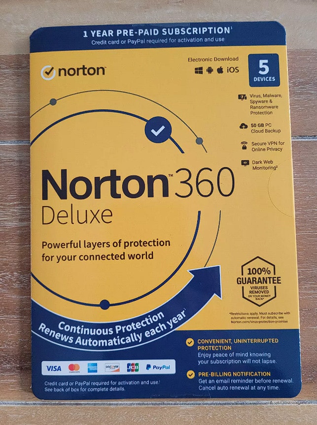 NORTON 360 DELUXE 2025 1/5 DEVICE 1 YEAR ANTIVIRUS INTERNET SECURITY
